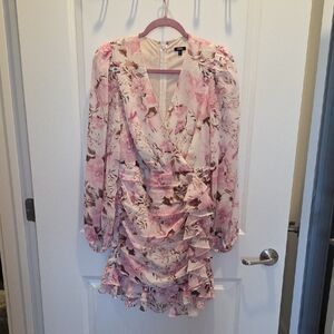Express Pink Floral Mini Dress